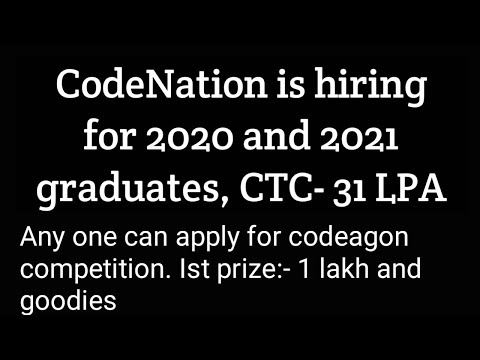CodeNation is hiring for 2020 and 2021 batch, CTC- 31 LPA  #codenation