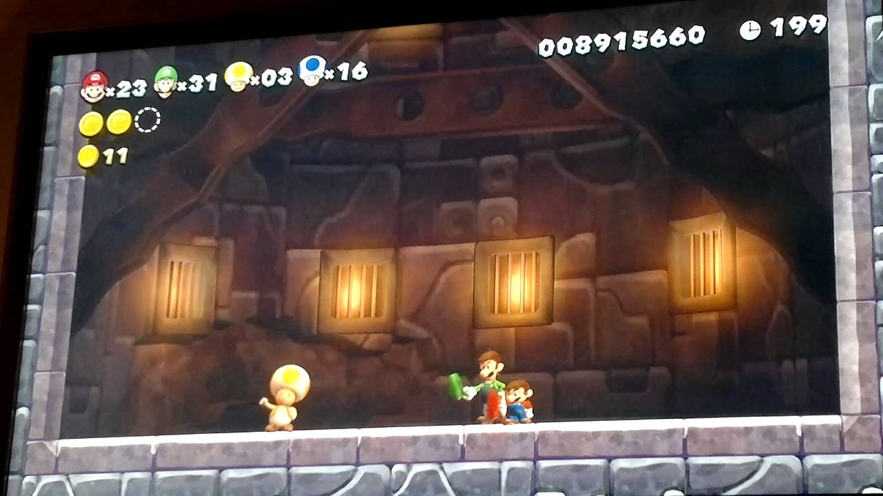 The worst New super Mario bros. U gameplay / playthrough - Grinding-stone Tower