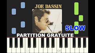 SLOW piano tutorial "SIFFLER SUR LA COLLINE" Joe Dassin, 1968, avec partition gratuite (pdf)