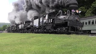 Cass Scenic Railroad, Parade of Steam, Five steam engines running together, June 2022
