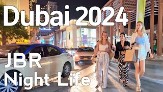 Dubai [4K] Night Life JBR, Jumeirah Beach Residence Walking Tour 🇦🇪