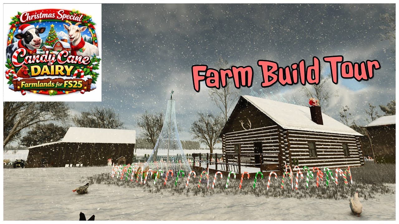 Christmas Special Tour of Candy Cane Dairy on Farmlands with RustyMoney / FS25 / PS5