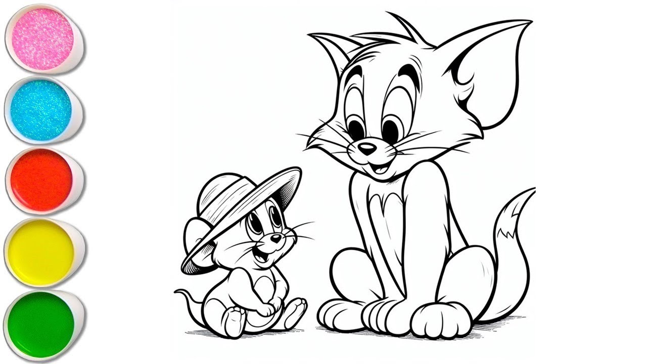 Милые рисунки Тома и Джерри для детей, раскрашивание и рисование для малышей | Давайте рисовать в...