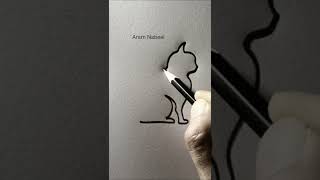Cat Drawing frome One line drawing #aram_nabeel #foryou #shorts