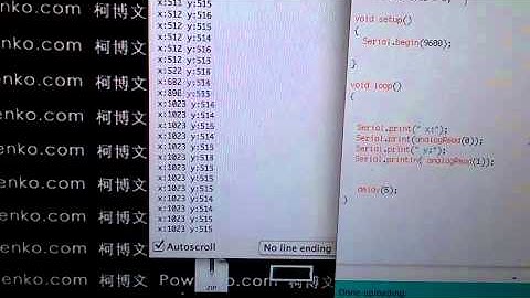 Arduino 柯博文老師 範例12-7-1   搖桿控制 http://www.powenko.com