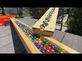 500 jewel-like marbles ☆ Handmade wooden slope course!