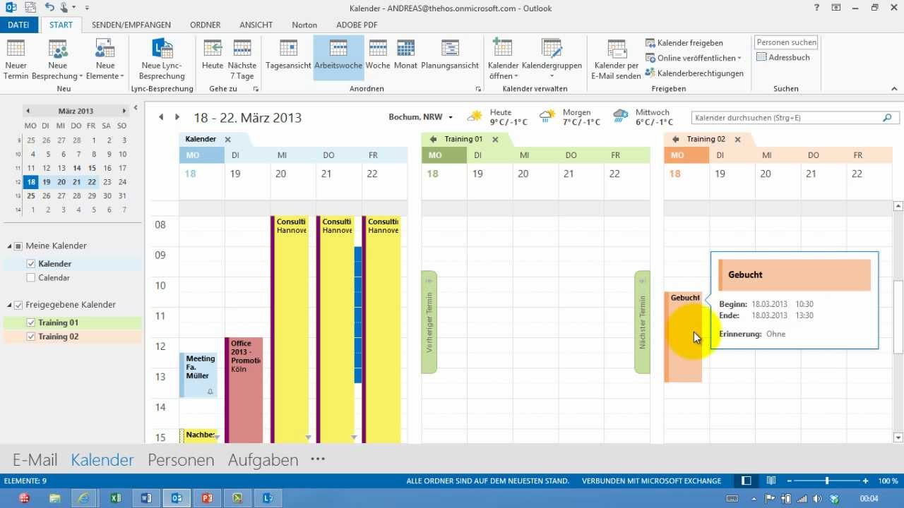 Outlook Überblick über den Kalender Teil 01 YouTube