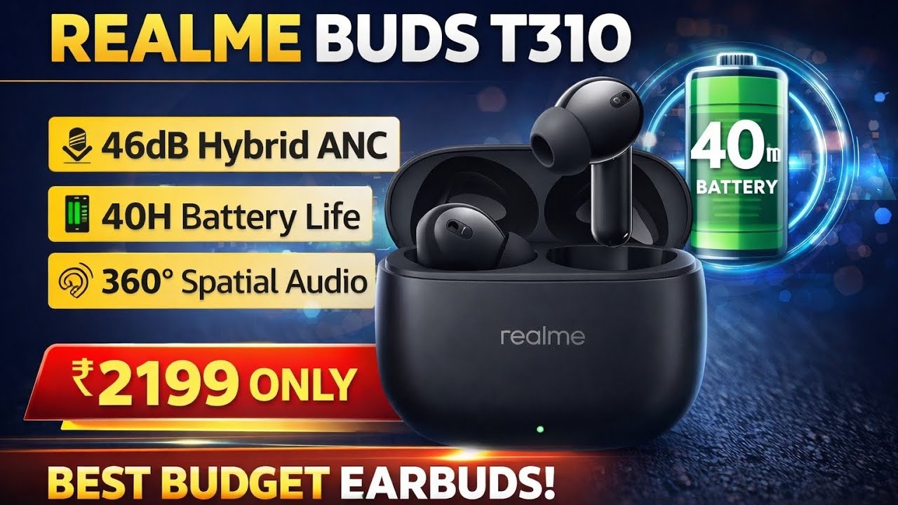 Realme Buds T310 Review 🔥 46dB ANC | 40H Battery | Best Earbuds Under ₹2500?