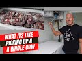 Picking up a whole beef cow from the meat processor