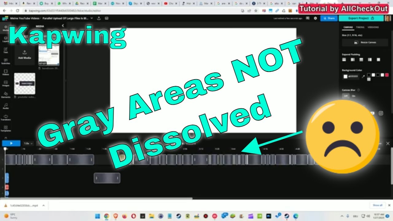 Kapwing Video Editor Not Dissolving the Grayed out Areas in the Video Timeline (Solved)