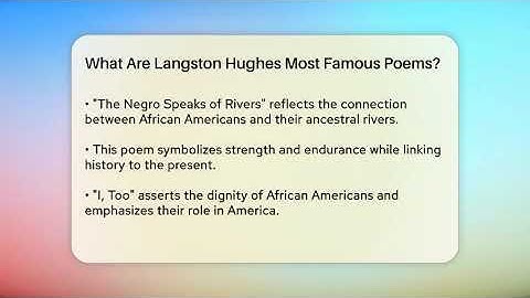 What Are Langston Hughes Most Famous Poems? - Literary Icons