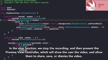 Swift60 - Use ReplayKit in Swift 3 in less than 60 seconds