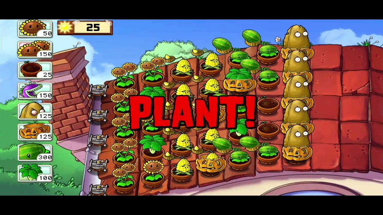 Plants vs Zombies Survival Roof - YouTube
