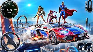 Driving Superhero Cars on Impossible Mega Ramps - Extreme Car Stunts 3D | Android Gameplay #3 screenshot 3