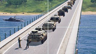 New Ukrainian Anti-Tank Missile Javelin Destroyed Bridge with Russian Armored Convoy-ARMA  3