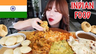 INDIAN FOOD MUKBANG 먹방 PaniPuri, Aloo Gobi, Chicken Tikka Masala, Veggie Korma EATING WITH HANDS