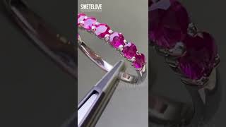 Ruby 0.5ct Round Cut Half Eternity Wedding Band