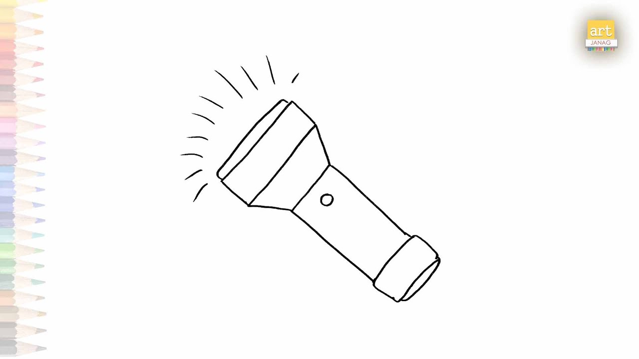 Flashlight Drawing How To Draw Flashlight Simply Step By Step
