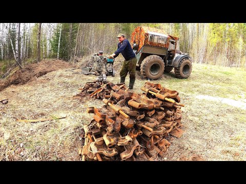 Видео: ТРАКТОРНЫЕ ГУСЕННИЦЫ ПОВСЮДУ. НАШЛИ ВАХТУ ЛЕСОЗАГОТОВИТЕЛЕЙ  СССР.