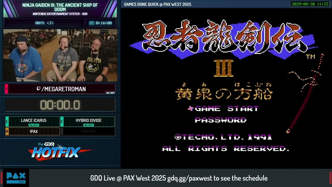 Ninja Gaiden 3 Run (PAX West GDQ 2025)
