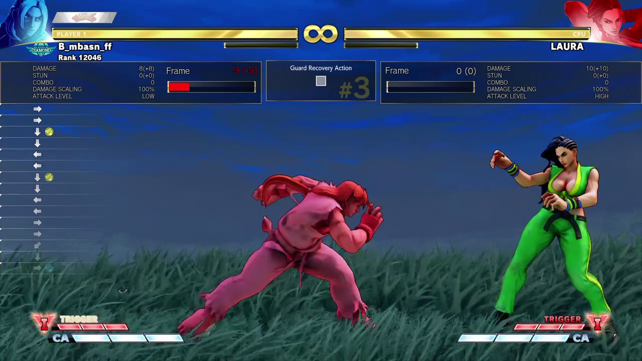 STREET FIGHTER V - Ken meaty L Hadoken post throw corner setup.