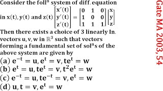 System of Differential Equation Gate 2003 Mathematics engineering mathematics csir net gate iit jam
