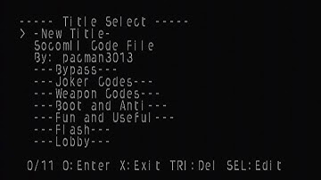 Socom2 Code List
