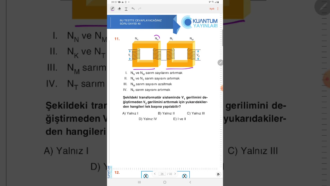 KUANTUM YAYINLARI AYT 1 FİZİK SORU 11 - YouTube