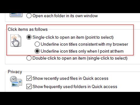 How to set Single Click to open folder in windows 10