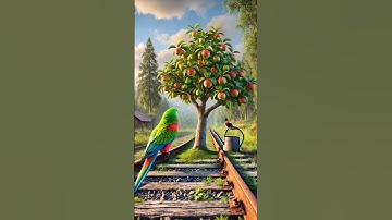 A parrot planted an apple tree in the railway track 😭 #ai #parrot #tree #train