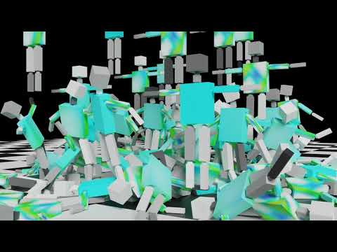 2000 Falling Ragdolls - Blender3D