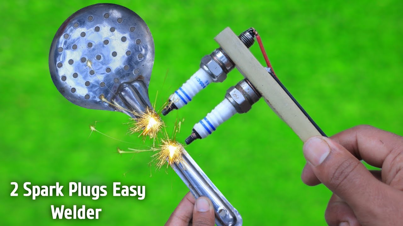 How to make a simple welding machine from 2 SPARK PLUG at home Genius Invention with Welding Machine
