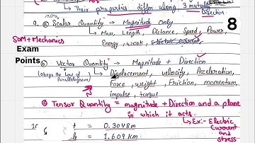 Scalar, Vector and Tensor Quantity |Mechanics and SOM Exam points Lec-8