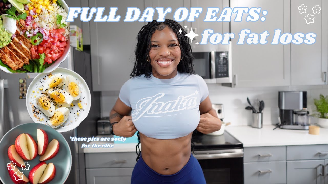 *realistic* WHAT I EAT IN A DAY | fat loss, simple + easy meals, high protein, glute workout