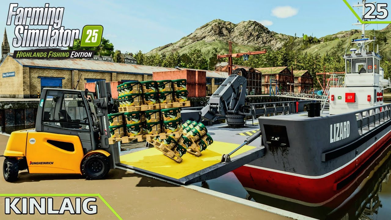 Delivering fish food fish farm, transporimg wool & more | KINLAIG | Farming Simulator 25 | Ep.25
