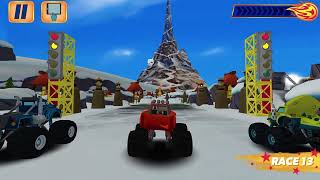 Blaze And The Monster Machines - Racing Game Start Racing Against Zeg In Top Of The World Map