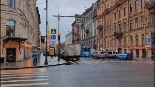 A WALK AROUND  St. Petersburg, Russia. Rainy autumn day in the city / Sound of the atmosphere ASMR