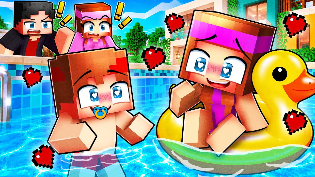 Bébé Talcado CRUSH sur bébé Anna à une POOL PARTY sur Minecraft ! 