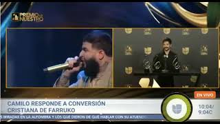 EL MENSAJE DE CAMILO A FARRUKO EN PREMIO LO NUESTRO 2022