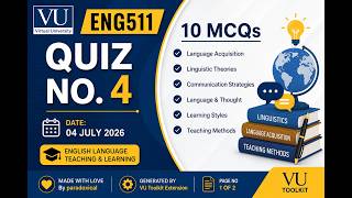 ENG511 Quiz No. 4 solved | 04 July 2026 | VU Final Term | Latest MCQs with Answers #virtualreality