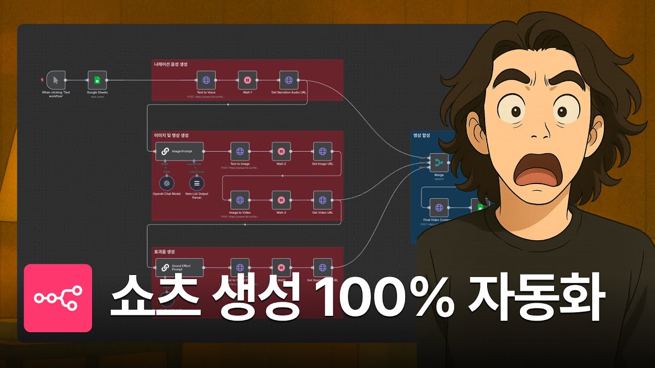 [풀버전] 유튜브 쇼츠 100% 완전 자동 제작하는 방법 (AI + n8n 활용)