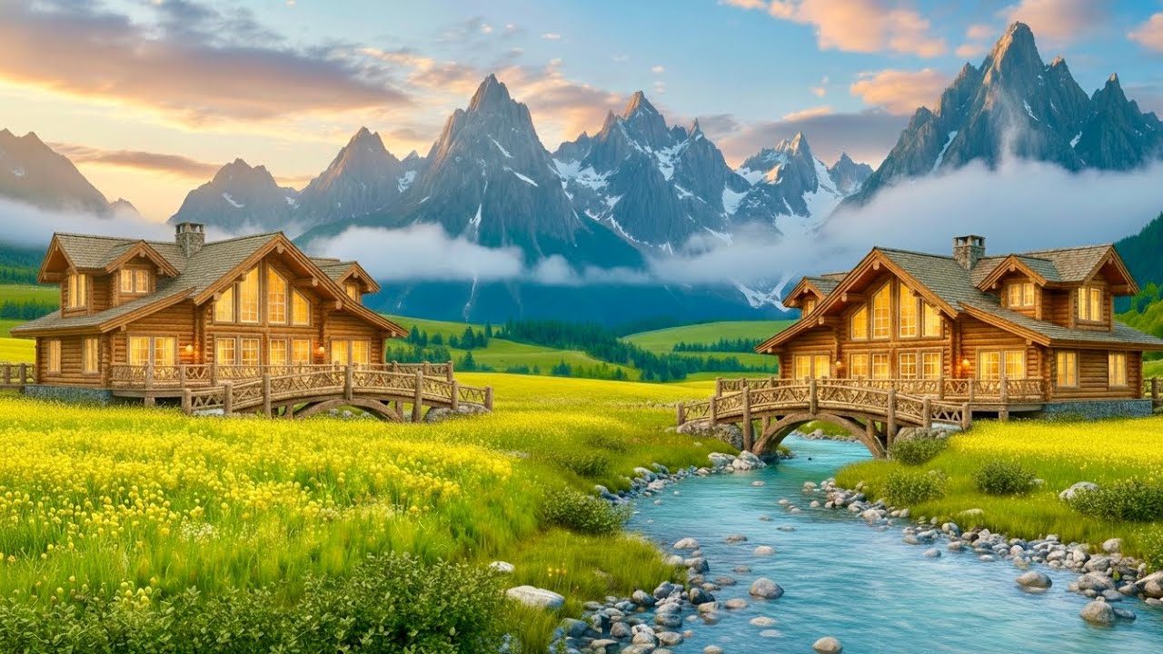 Insane Swiss Village Views | Relaxing Piano Road Trip  , 4K , TV