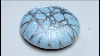 Ice Blue Metallic NeuroArt Mandala Stone Painting