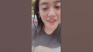 Nabila takes a bath with her baby in the pool, wow, it's fun