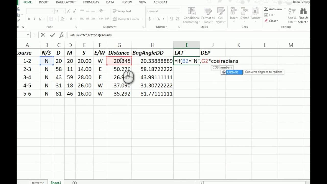 Northings and Eastings from Bearings and Distances YouTube