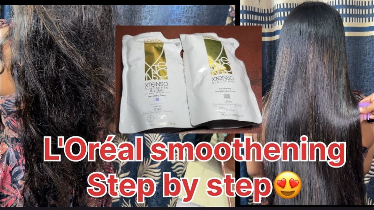 L'Oréal hair smoothening treatment at home 😍😍ll how to do permanent straightening at home 