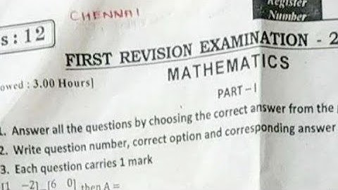 12th Maths First Revision Exam Original Question Paper 2023| Chennai District