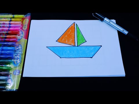 Cách vẽ thuyền buồm đơn giản cho trẻ mầm non/ How to draw a boat sailing ( simple for kids)