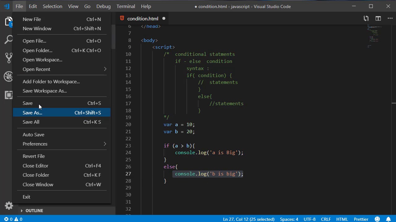 26 if else condition in javascript - YouTube