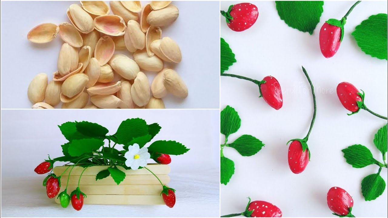 Pista Shell Crafts - Strawberry Showpiece  | DIY Home Decor Items |